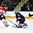 GRAND FORKS, NORTH DAKOTA - APRIL 24: USA's Jake Oettinger #30 makes the save against Canada's Boris Katchouk #6 during bronze medal game action at the 2016 IIHF Ice Hockey U18 World Championship. (Photo by Minas Panagiotakis/HHOF-IIHF Images)


